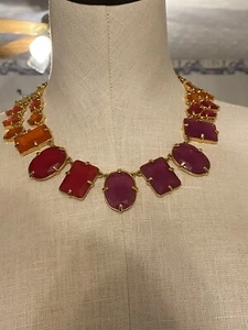 KATE SPADE New York Coated Confetti Pink Purple Orange Statement Necklace EUC - Picture 1 of 7