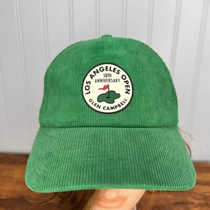 Vintage Corduroy Snapback Los Angeles Open 50th Anniversary Glen Campbell Green - Picture 1 of 9