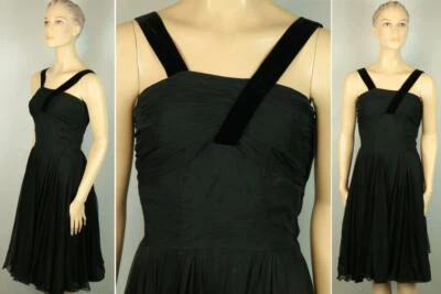 Vestido De Colección Años 50 Gasa Organza Ajuste Acampanado Rockabilly Falda Completa Cóctel Fiesta S Foto 1 de 4