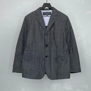 Comme Des Garçons Homme 2018 Linen & Cotton Windowpane Gray Lightweight Blazer S - Picture 1 of 7