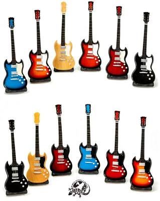 Git-25-SG -- / Miniatur Deko E-Gitarre aus Holz Größe ca.25 cm handbemalt
