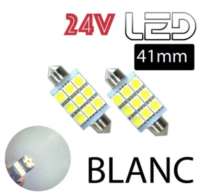 2 24V White LED Shuttle Bulbs 41mm 41mm C10W Truck Truck - Picture 1 of 2