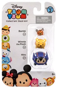 DISNEY TSUM TSUM Stackable 3-Pack Figures Series 2 Bambi, Winnie the Pooh & Hiro - Picture 1 of 2
