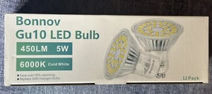 Bonnov GU10 LED Bulb 5W, Light Bulbs, 50W Cold White 6000k, 450lm 12 Pack - Picture 1 of 3