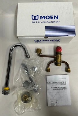 NEW Moen 8901 Chrome Lever Sani-Stream Bar Sink Faucet W/ Gooseneck Spout (A13) - Image 1 of 4