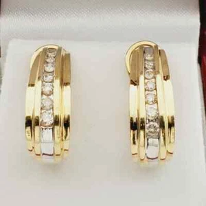 14K Yellow Gold 1.00 Carats Natural Diamonds Vintage Style Bridal Earrings - Picture 1 of 6