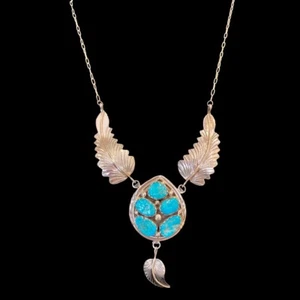 Handmade Navajo Sterling Silver and Turquoise necklace by Jimmie Jackson - Picture 1 of 4