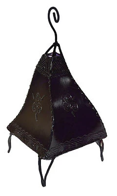 Moroccan Floor Lamp Henna Goat Skin Handmade Decorative Home Decor Small Purple - Image 1 of 4