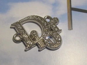 DIOR ZIP PULL charm 21x23 MM silver tone, RHINESTONES THIS IS FOR 1 - Picture 1 of 3