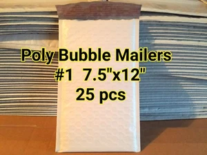 25X #1 7.25" x 12" POLY SOBRES DE BURBUJAS AUTO SELLADOS BOLSAS SOBRE ACOLCHADAS - Imagen 1 de 1