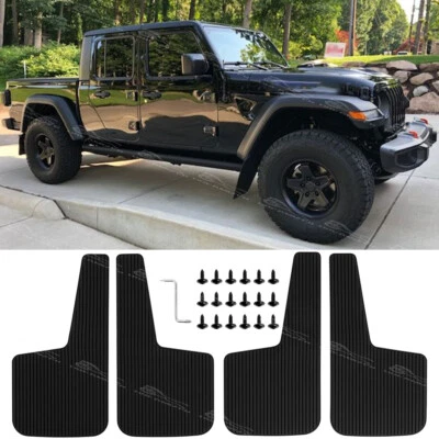 4Pcs For Jeep Gladiator JT Rubber Wide Rally Mudflaps Splash Guards Mudguards - Image 1 of 4