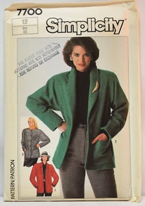Simplicity Misses Loose Fitting Jacket  Size 12 Pattern # 7700 - Picture 1 of 2