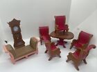 LOT Fisher Price Loving Family Fold Down Dining Table w/ 5 Arm Chairs Mansion