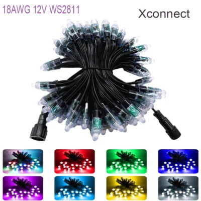 18AWG 12V WS2811 LED RGB Bullet Pixels Light Addressable String Lights IP68 - Image 1 of 4