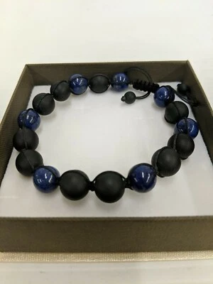 Pulsera ajustable AmorWing de ónix y cianita para hombre/mujer Foto 1 de 2