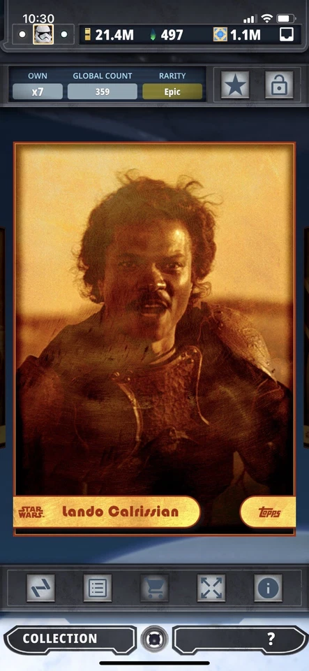 Topps Star Wars Digital Card Trader Gilded Galaxy 2017 Lando Calrissian Insert - Image 1 of 1