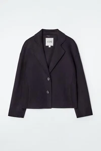 COS Giacca Sartoriale Doppiopetto Lana Crop Coat colore Navy Taglia 4 - Foto 1 di 6