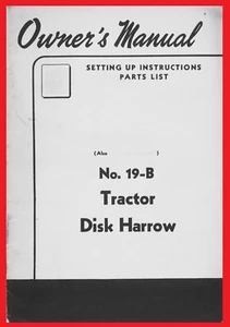 Grada de discos IH International Farmall 19-B manual del propietario con lista de piezas 19B - Imagen 1 de 16