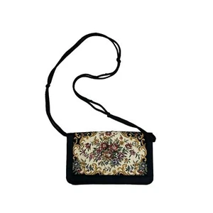 Vintage Fashion Import ADG black tapestry embroidered evening bag made in Macau - Picture 1 of 7