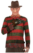 Nuovo Costume Top Stampato Nightmare On Elm Street Freddy Krueger, Guanto E Cappello