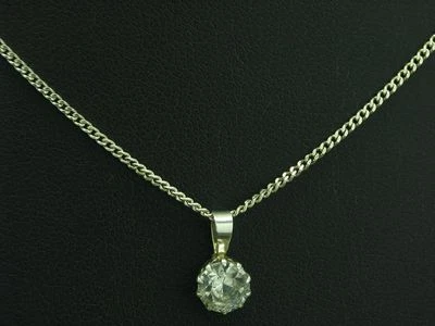 835 Argento Catena & 925 Sterling Con Pietra di Vetro Ricoperto/42,8cm/2,4g - Immagine 1 di 3