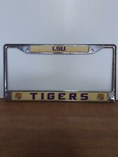 LSU Fighting Tigers License Plate Frame Metal Htf Used 