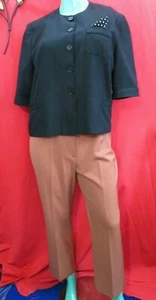 Artigiano Terrocata Rust Trousers NWT UK 20S & Vivienne Lawrence black top UK20 - Picture 1 of 12