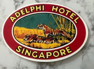 Adelphi Hotel Singapore Luggage Sticker Travel Label Tag Memorabilia Tigers - Picture 1 of 7
