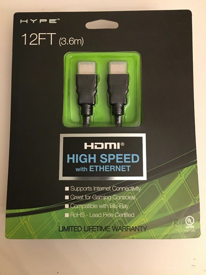 Hype 12ft HDMI High Speed with Ethernet,High Quality Connectors,Heavy Duty NEW - Image 1 of 4