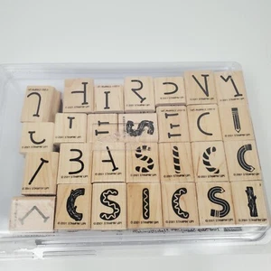 Stampin Up AlphaBuilders Two-Step Rubber Wood Mount Stamps 2001 Crayon Pencil  - Picture 1 of 4