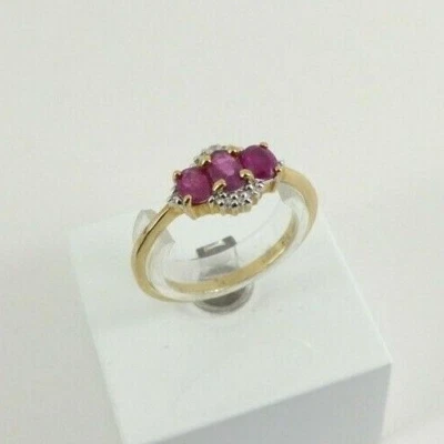 9ct Gold Ruby Diamond Ring Cluster NEW Hallmarked Size O with Gift Box - Image 1 of 4