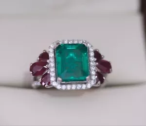 Wunderschöner Damen Ring Brillant Diamant Rubin 750 Weißgold 18 Karat. Neu Gr.59 - Bild 1 von 6