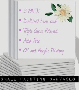 3X Small Canvas Board Oil Acrylic Paint Triple Primed Hand Stretched Acid Free - Picture 1 of 5