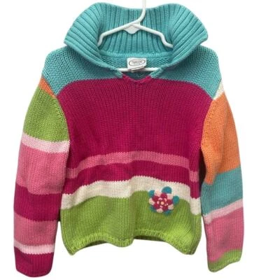 Suéter Talbots Niños Niñas Talla 6 100% Algodón Manga Larga Flor Rayas Cuello Foto 1 de 4