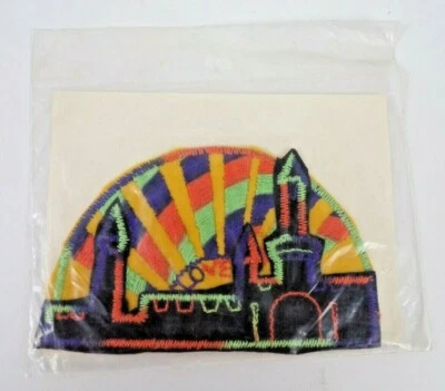Vtg Busy Bobbin Inc Love Patch Cityscape Embroidered Rainbow 5" x 3 1/4"  - Image 1 of 4