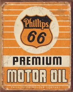 Phillips 66 Premium Motor Oils Tin Metal Sign Man Cave Garage Decor 12.5 X 16 - Picture 1 of 1