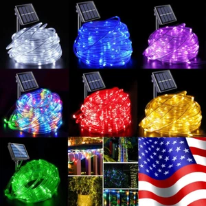 50-300 LED Solar Rope Tube String Fairy Lights Strip Waterproof Outdoor Garden - Picture 1 of 35