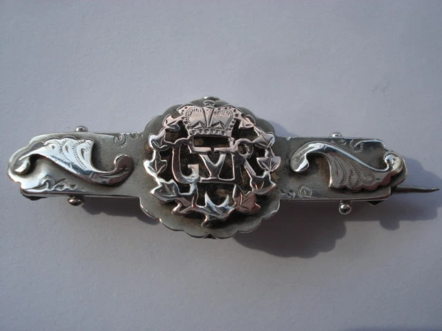 1910 VINTAGE GEORGE V CORONATION SILVER&GOLD SOUVENIR PIN BROOCH - Image 1 of 1