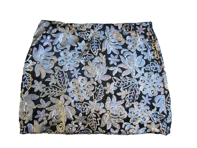 SPARKLY WOMEN'S SKIRT SIZE 16 ABSTRACT DESIG. BLACK/GOLD  COTTON MIX SKIRT/PARTY - Image 1 of 2