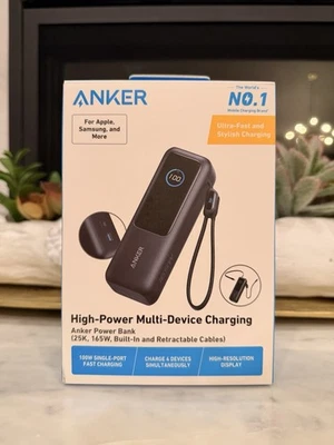 Banco de alimentación Anker 25000 mAh triple 100 W puertos USB-C cables integrados para Mac/iPhone Foto 1 de 3