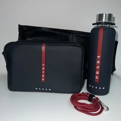 PRADA Luna Rossa Dark Blue Man Toiletry Bag With Dust Bag& Water Bottle 🔥 - Image 1 of 4