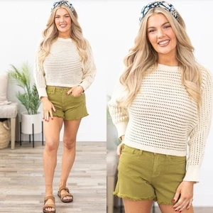 NWT Judy Blue Garment Dyed Mid Rise Fray Hem Matcha Womens Shorts XL - Bild 1 von 10