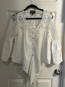 NWT Cowgirl Up Womens Button Up Eyelet Blouse White S - Picture 1 of 8