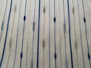 2.25YD FABRICUT Kaven Stripe Bluejay Embroidered 100% Poly Fabric  $346 Retail - Picture 1 of 21