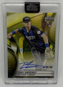 2025 Topps Chrome Black - Trey Sweeney (RC) Gold On Card Auto 36/50 - Tigers - Bild 1 von 2