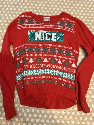 Suéter navideño tejido rojo invierno para niñas talla mediana 7/8 Navidad Foto 1 de 4