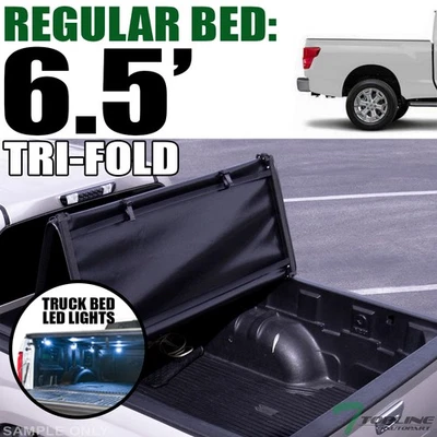 TLAPS For 2016-2024 Nissan Titan/XD 6.5'/78" Bed Tri Fold Soft Tonneau Cover+LED Foto 1 de 4