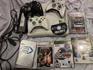 Xbox 360 Console 120GB White Bundle Lot With Games Controllers And Cables Tested - Picture 1 of 9