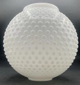 White Milk Glass Hobnail Round Globe Parlor Lamp Shade Replacement 2 3/4" Fitter - Picture 1 of 8