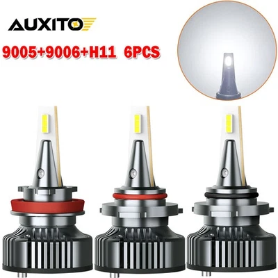 6x AUXITO H11 9005 9006 Combo LED Headlight Fog High Low 6000K Bulbs White EAH - Image 1 of 4